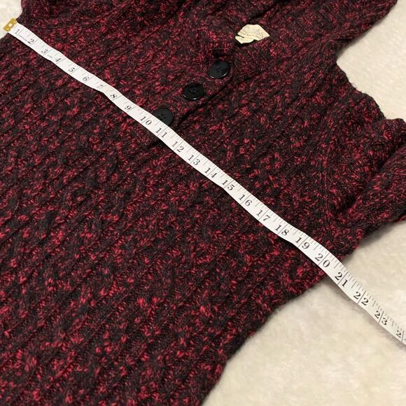 Cabelas Womens Hooded Pullover Black Red Long Sleeve Knit Sweater Size Large - Picture 6 of 8